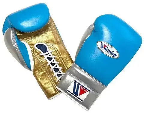 Winning Boxing Gloves Blue/Grey/Gold Custom