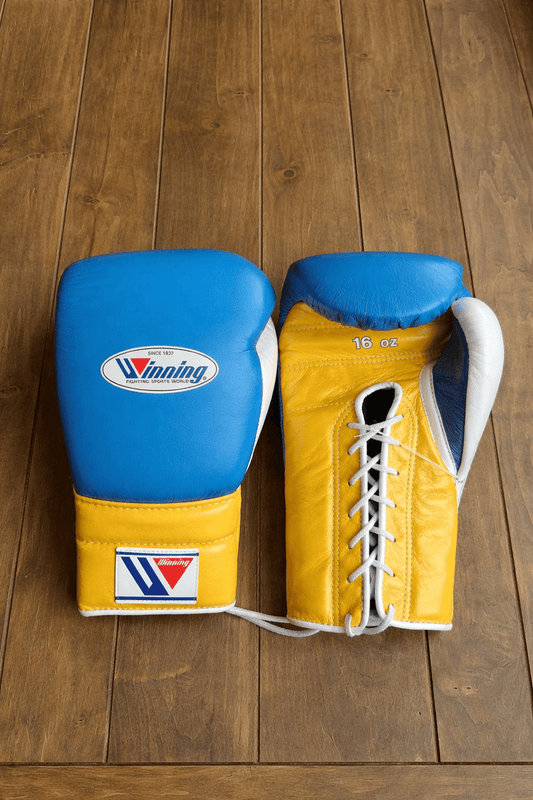 Winning Boxing Gloves Blue/Yellow/White Sparring