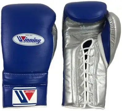 Winning Boxing Gloves Blue/Silver Customizable