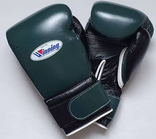 Winning Boxing Gloves Green/Black Leather