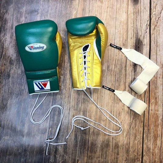 Winning Boxing Gloves Green/Gold Fight Gear