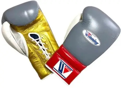 Winning Boxing Gloves Grey/Red/Gold/White Boxing Training