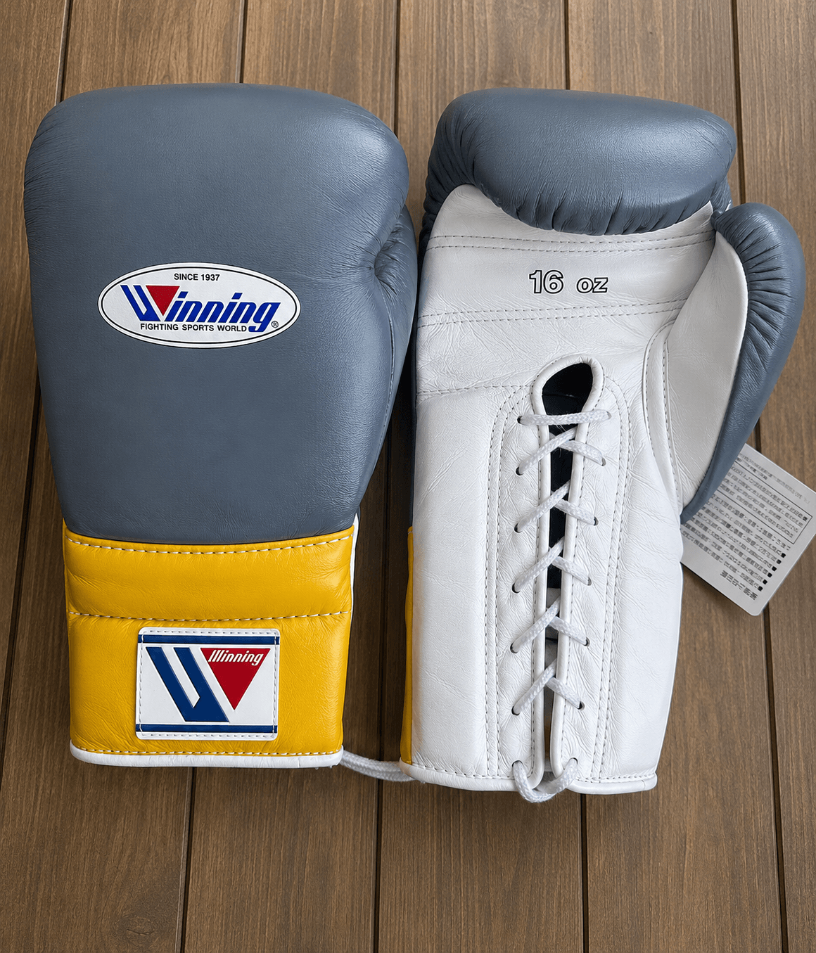 Winning Boxing Gloves Grey/White/Yellow Sparring