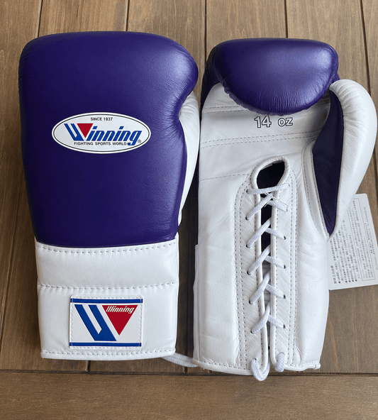 Winning Boxing Gloves Purple/White Lace-Up 16oz