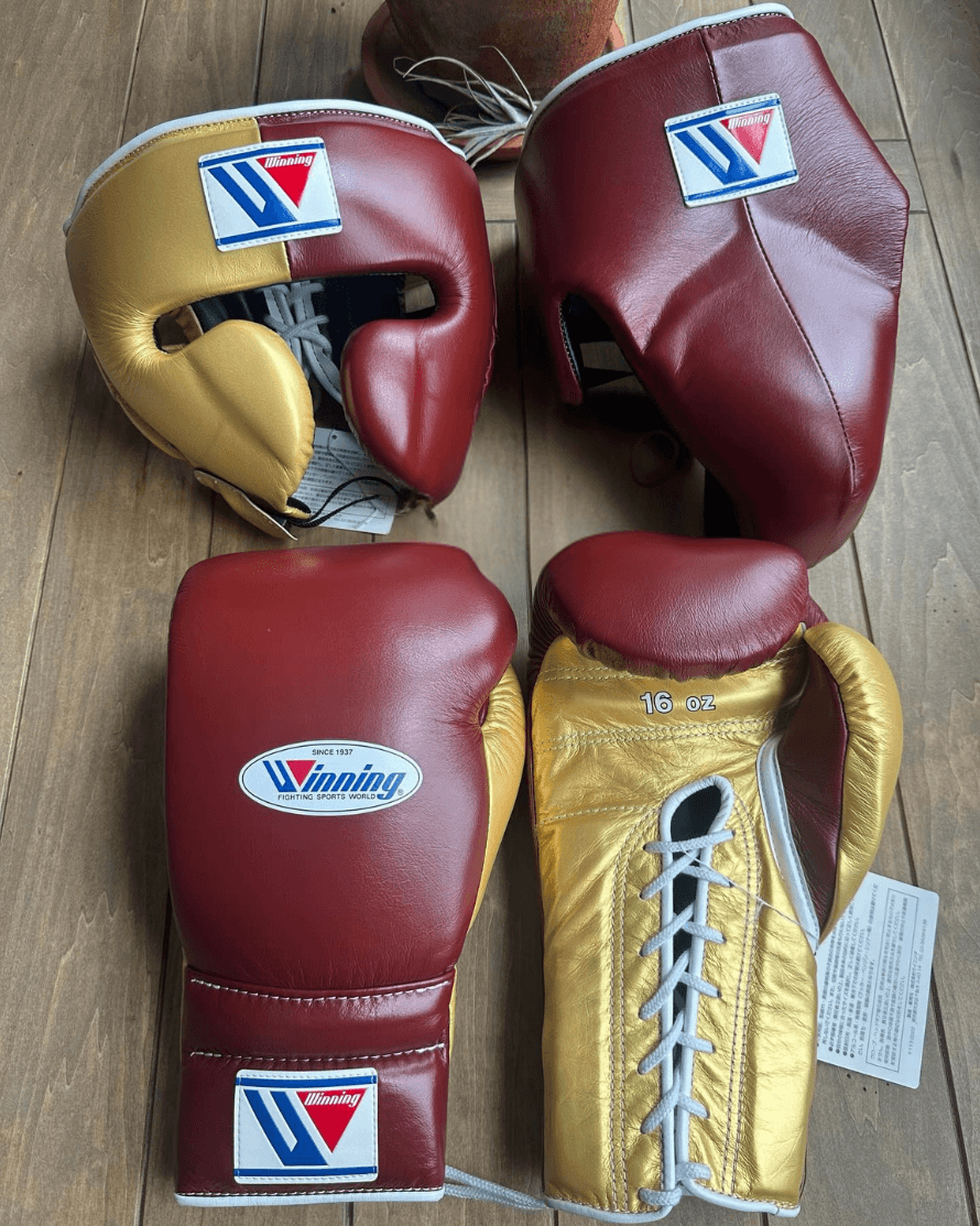 Winning Boxing Gloves Set Maroon/Gold Custom