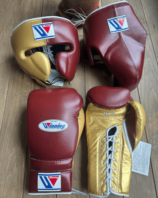 Winning Boxing Gloves Set Maroon/Gold Custom