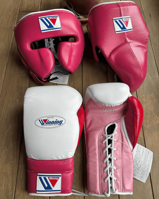 Winning Boxing Gloves Set Pink/White Boxing Training