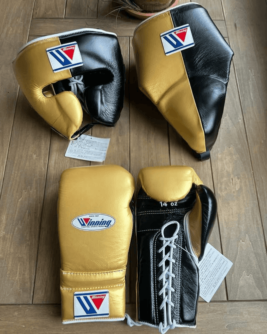 Winning Boxing Gloves Set Gold/Black Boxing Kit