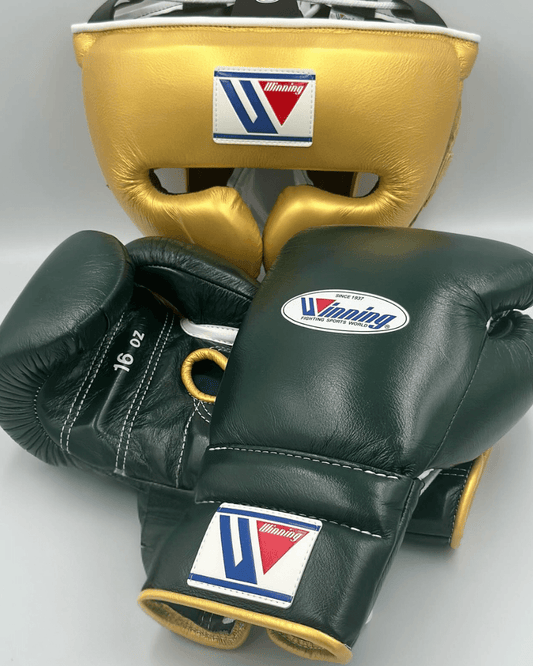 Winning Boxing Gloves Set Green/Gold Complete Set