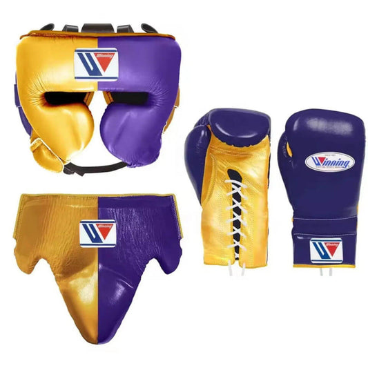 Winning Boxing Gloves Set Purple/Gold Sparring Set