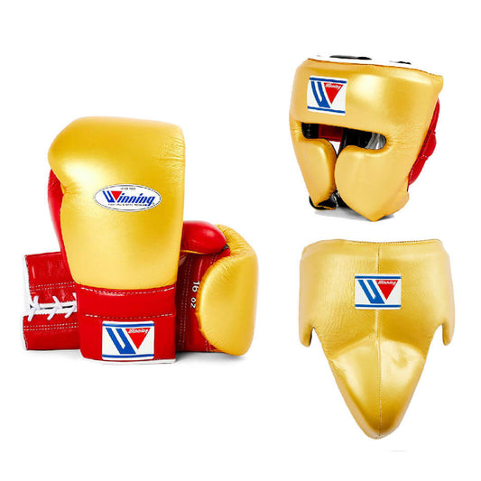 Winning Boxing Gloves Set Gold/Red Boxing Gear