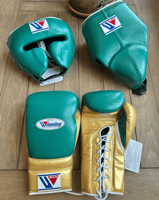 Winning Boxing Gloves Set Sea-Green/Gold Boxing Kit