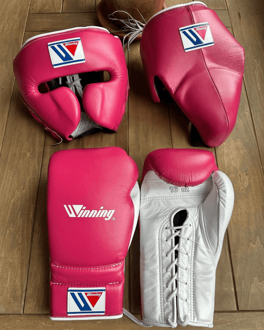 Winning Boxing Gloves Set Pink/White Boxing Kit