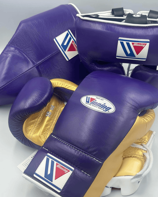 Winning Boxing Gloves Set Purple/Gold Boxing Kit