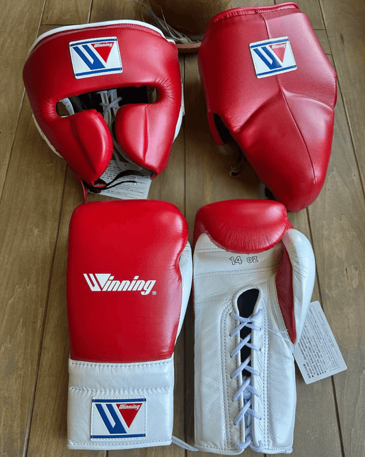 Winning Boxing Gloves Set Red/White Complete Set