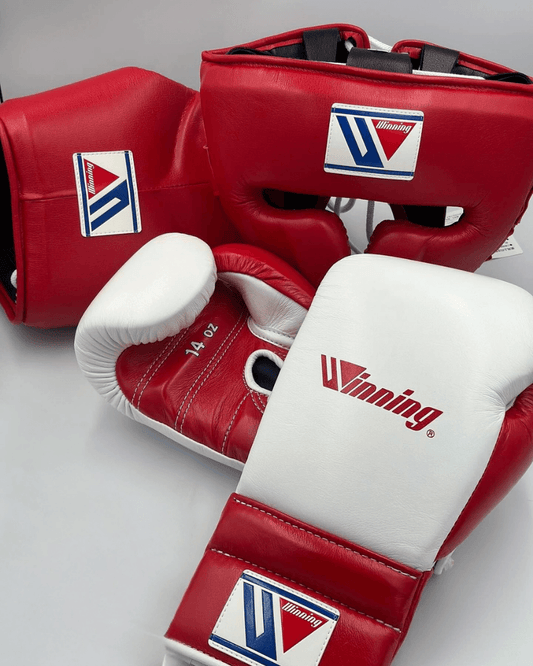 Winning Boxing Gloves Set White/Red Protective Gear