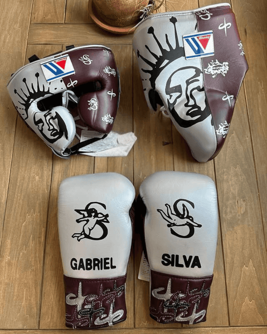 Winning Boxing Gloves Set Silver/Brown Boxing Gear