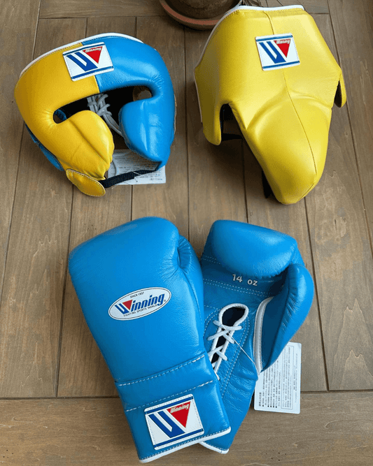 Winning Boxing Gloves Set Yellow/Blue Customizable