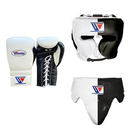 Winning Boxing Gloves Set White/Black Boxing Kit