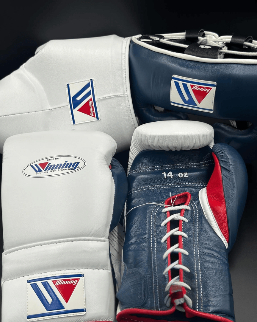 Winning Boxing Gloves Set White/Blue/Red Boxing Training
