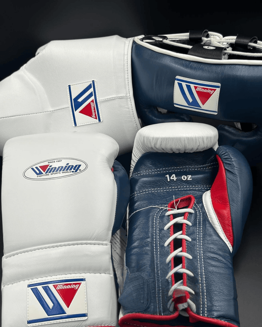 Winning Boxing Gloves Set White/Blue/Red Boxing Training