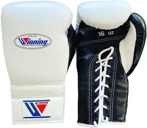 Winning Boxing Gloves White/Black Leather