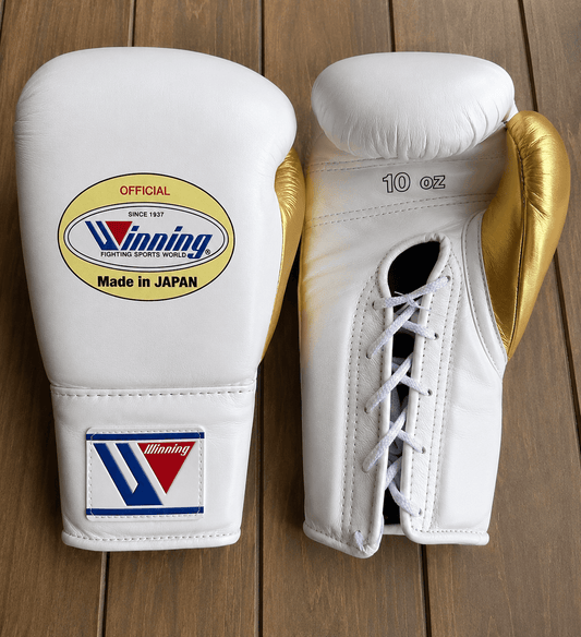 Winning Boxing Gloves White/Gold Heavy Bag