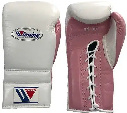 Winning Boxing Gloves White/Pink Customizable