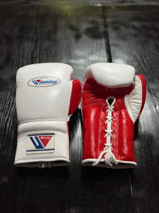 Winning Boxing Gloves White/Red Fight Gear