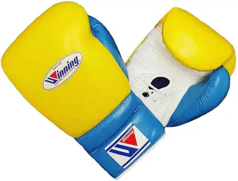 Winning Boxing Gloves Yellow/White/Blue Custom