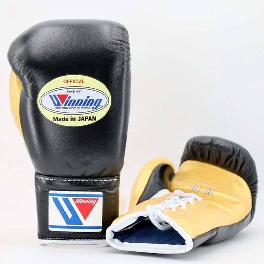 Winning Boxing Gloves Black/Gold Lace-Up