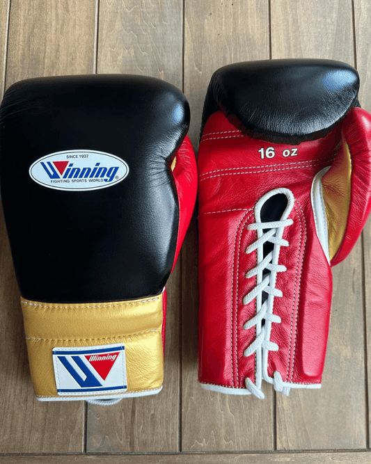Winning Boxing Gloves Black/Red/Gold Boxing Training