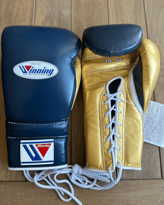 Winning Boxing Gloves Dark-Blue/Gold Lace-Up Training