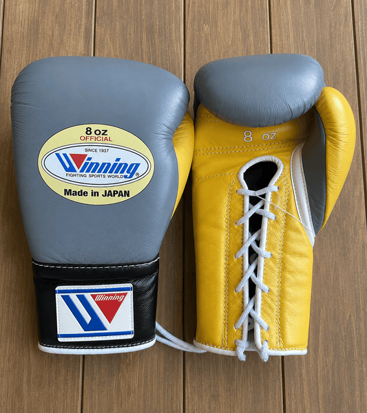 Winning Boxing Gloves Grey/Yellow/Black Fight Gear
