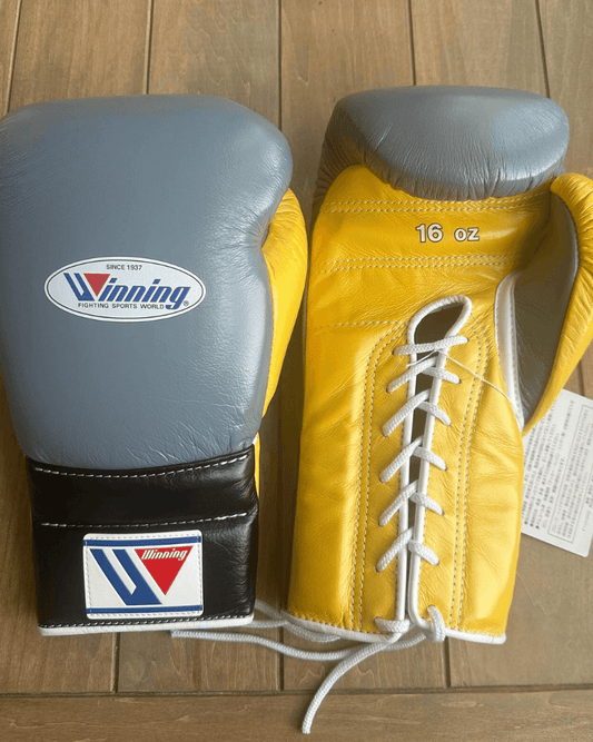 Winning Boxing Gloves Grey/Yellow/Black Training