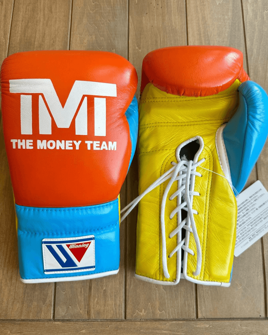 Winning Boxing Gloves Orange/Yellow/Blue Lace-Up