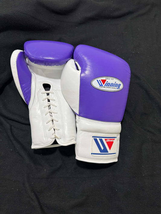 Winning Boxing Gloves Purple/White Leather