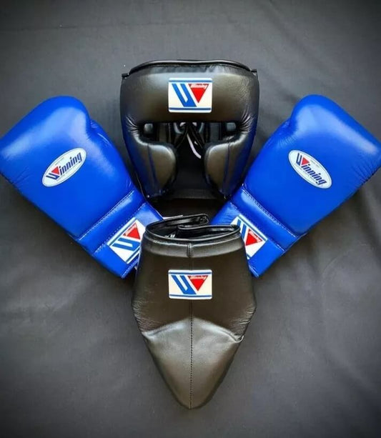 Winning Boxing Gloves Set Blue/Black Custom