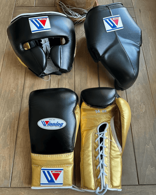 Winning Boxing Gloves Set Black/Gold Boxing Gear