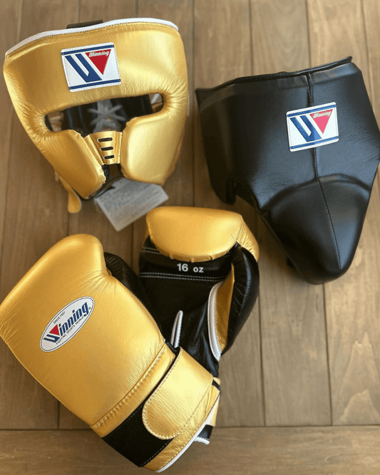 Winning Boxing Gloves Set Gold/Black Premium Leather