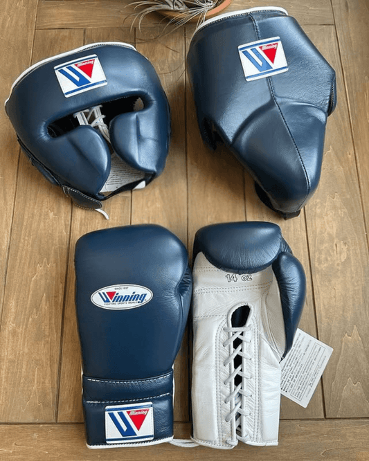 Winning Boxing Gloves Set  Dark-Blue/White Custom