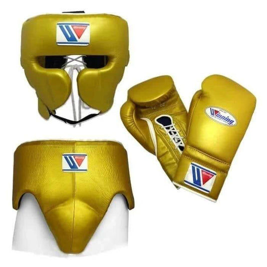 Winning Boxing Gloves Set Dark-Gold Lace-Up Gloves