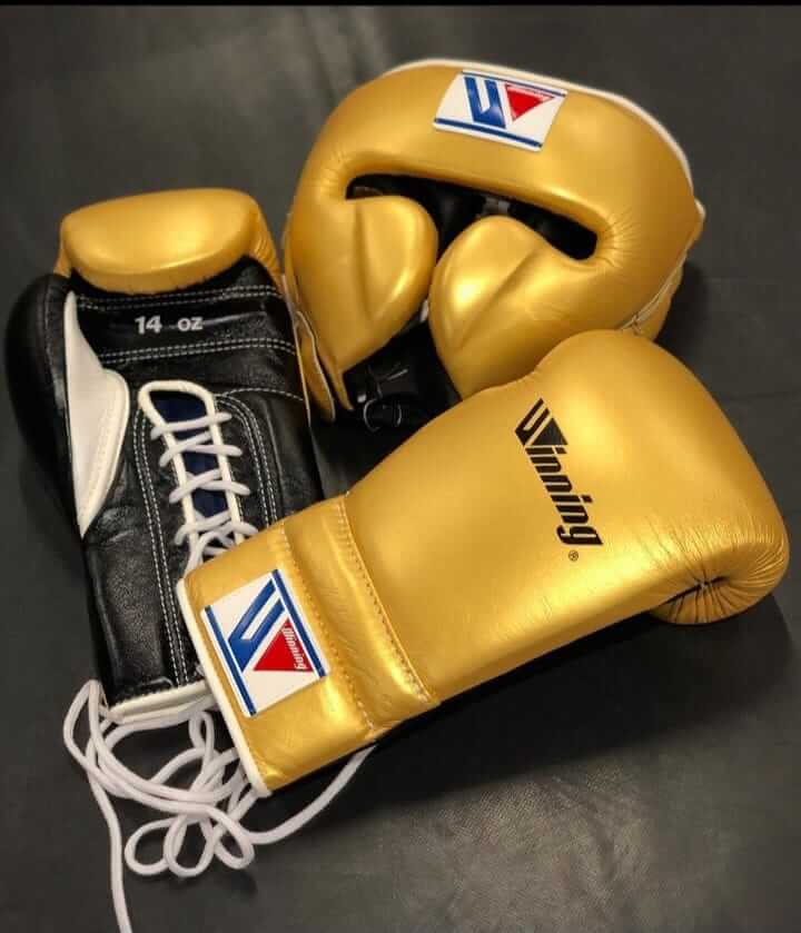 Winning Boxing Gloves Set Gold/Black Premium Leather