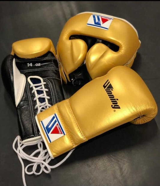 Winning Boxing Gloves Set Gold/Black Premium Leather