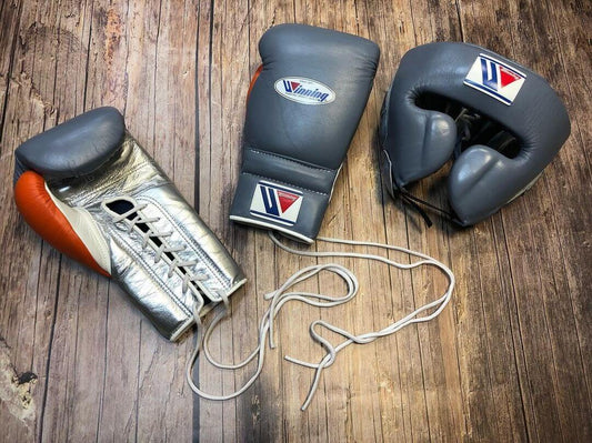 Winning Boxing Gloves Set Grey/Silver/Orange Fitness Boxing