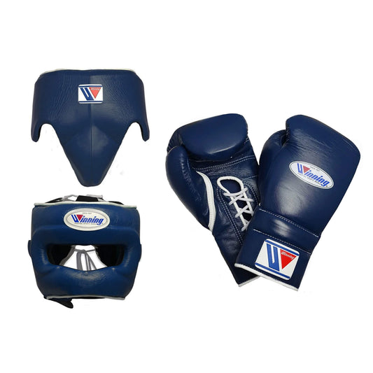 Winning Boxing Gloves Set Dark-Blue Protective Gear