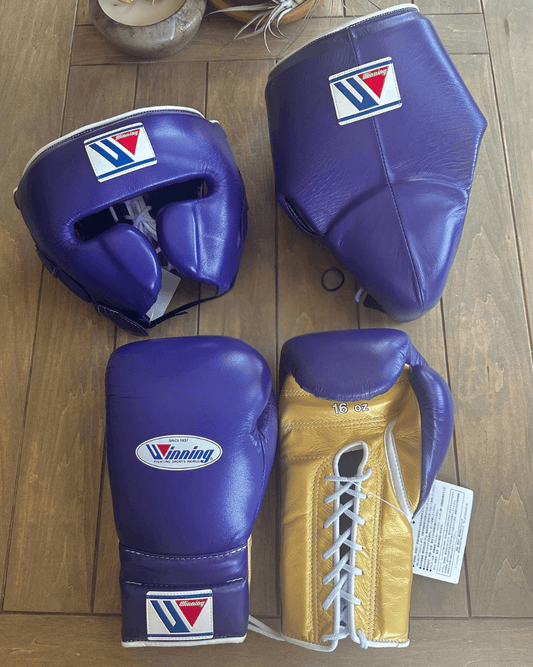 Winning Boxing Gloves Set Purple/Gold Sparring Set