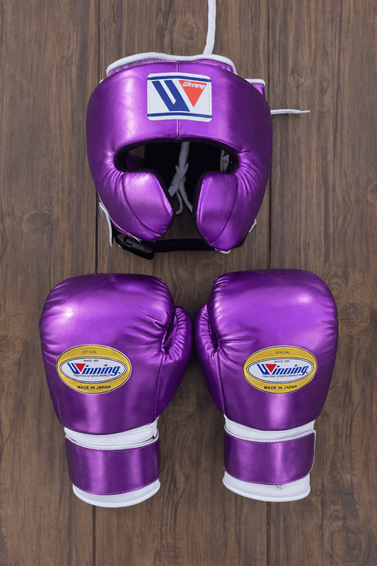 Winning Boxing Gloves Set Purple/White Boxing Gear