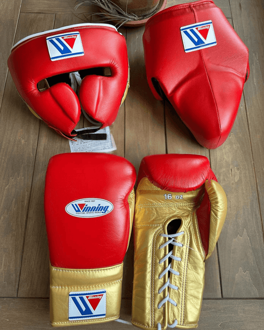 Winning Boxing Gloves Set Red/Gold Custom Fit
