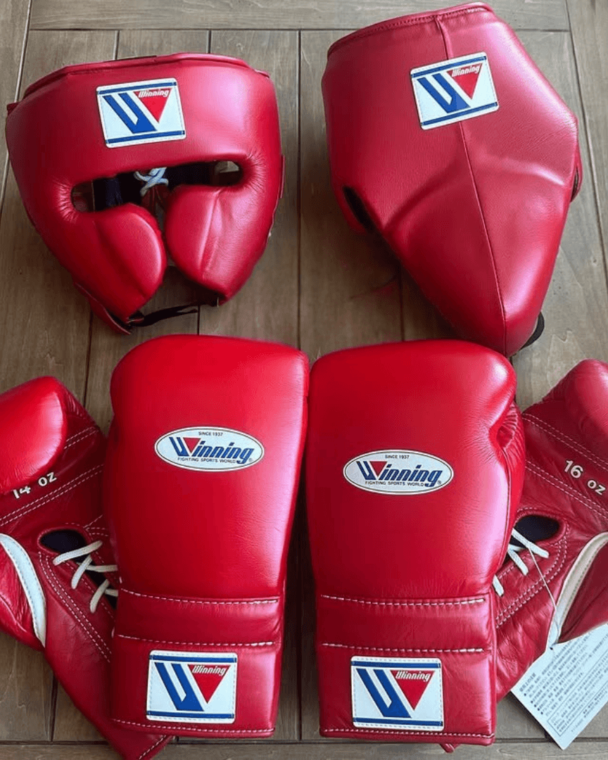 Winning Boxing Gloves Set Red Lace-Up Gloves